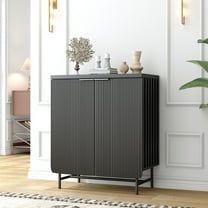 WESOME 30" Black Nightstand Fluted Door Accent Cabinet