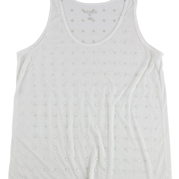 WESSEX Womens Squares Tank Top, White, Large