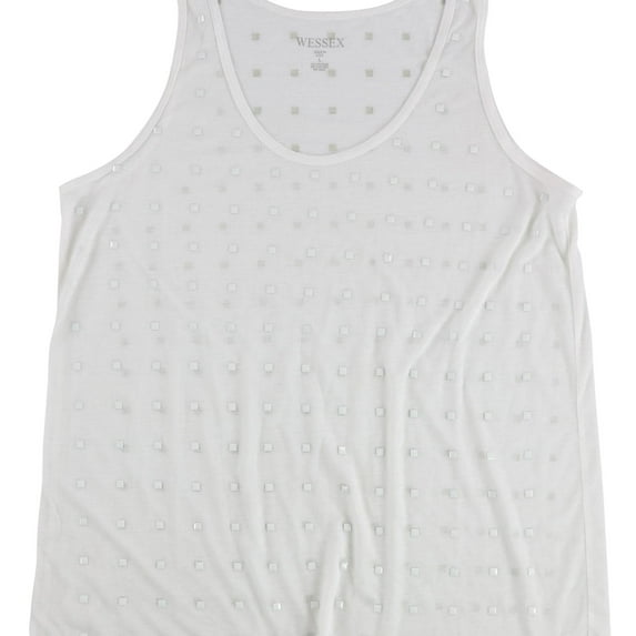 WESSEX Womens Squares Tank Top, White, Large
