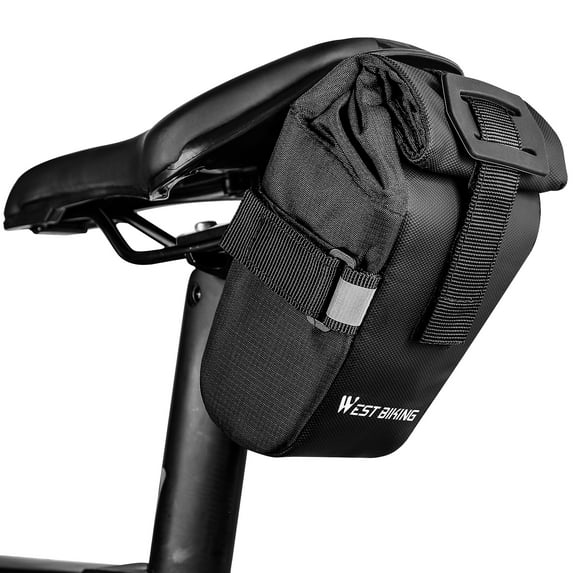 WEST BIKING Bicycle Saddle Bag Foldable Cycling Bike Rear Under Seat Pack Outdoor Tail Bag, Black