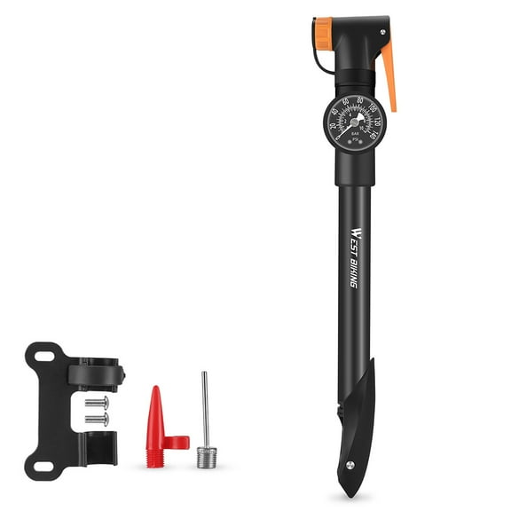 WEST BIKING Bike Floor Pump with Gauge,Floor Bicycle Pump with Both Presta and Schrader Bicycle Pumps Valves High Pressure 120Psi Multi-Purpose Portable Air Pump for Road Bike MTB Sports Balls