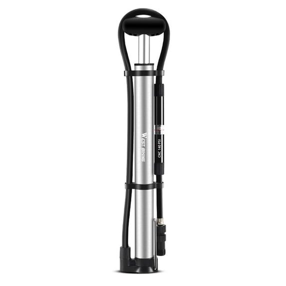 WEST BIKING Mini Bike Pump 140PSI Air Pump Portable MTB Road Bike Tire Pump Inflator with Pressure Gauge Fits Presta & Schrader Valves for Front Fork Rear Suspension Tire Ball
