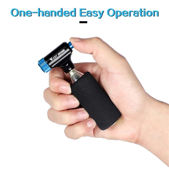 WEST BIKING Mini CO2 Inflator Portable Bike Tire Pump Super Fast Inflation Bicycle Pump Aluminum Alloy Hand Pump Inflator for MTB Road Bikes, Black/Blue (11 inches / 27.9 cm)