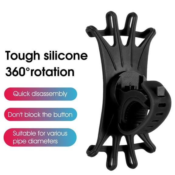 WEST BIKING Premium Elastic Silicone Bicycle Mobiles Phones Holder & Cycle Handlebar Bracket - 360 Rotation Multifunctional Mounted Supports for Cycle Navigation, 4.9 inches / 125 mm (Black)