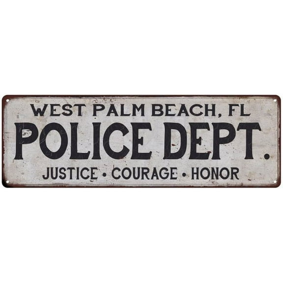 WEST PALM BEACH, FL POLICE DEPT. Vintage Look Metal Sign Chic Decor 106180012268