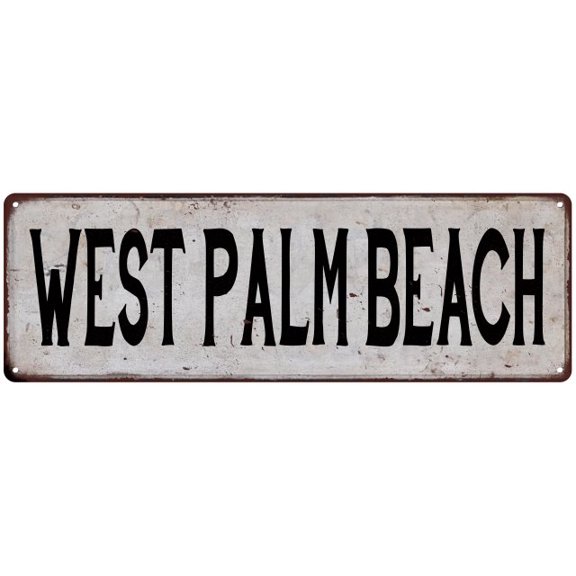 WEST PALM BEACH Vintage Look Rustic Metal 6x18 Sign City State 206180041389