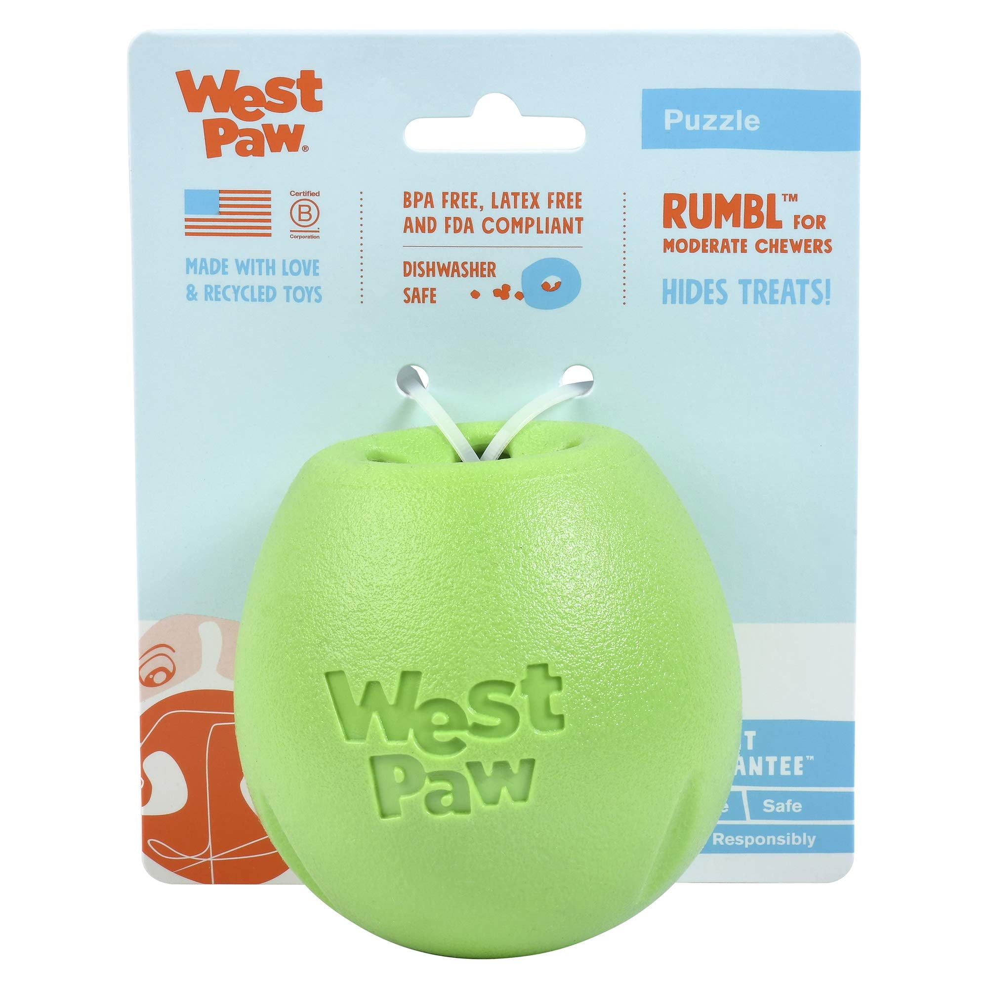 WEST PAW Zogoflex Rumbl TreatDispensing Dog Toy Interactive Slow