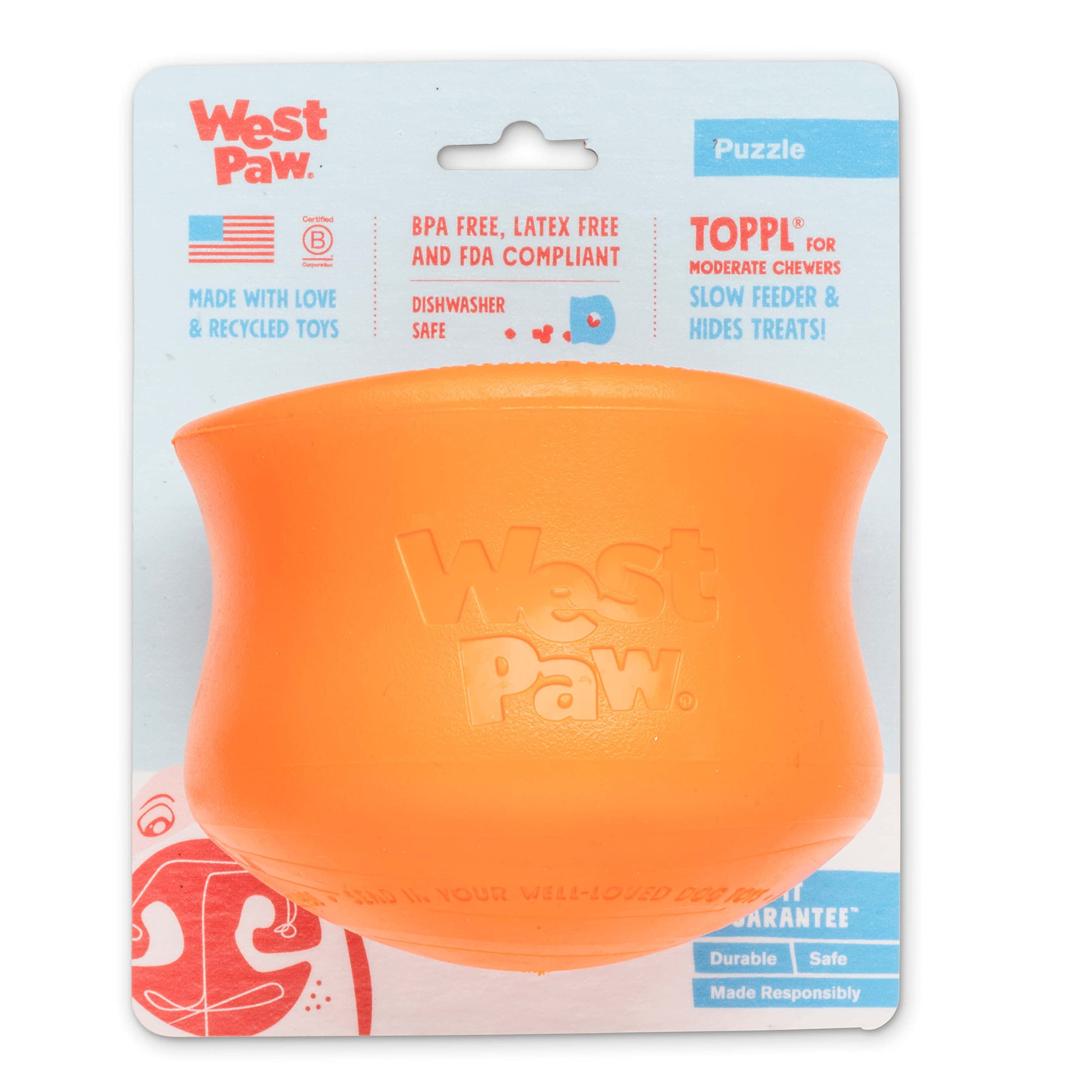 WEST PAW Zogoflex Toppl Treat Dispensing Dog Toy Puzzle Interactive