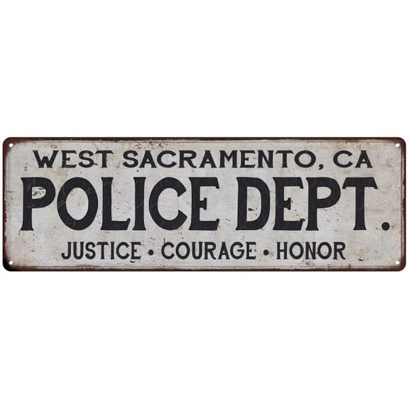 WEST SACRAMENTO, CA POLICE DEPT. Vintage Look Metal Sign Chic Decor 108240012705