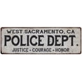 thumbnail image 1 of WEST SACRAMENTO, CA POLICE DEPT. Vintage Look Metal Sign Chic Decor 206180012705, 1 of 1
