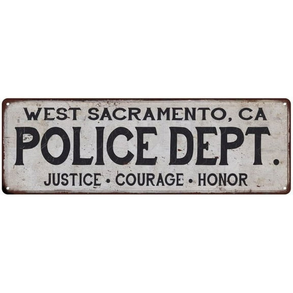 WEST SACRAMENTO, CA POLICE DEPT. Vintage Look Metal Sign Chic Decor 206180012705