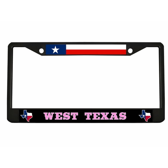 WEST Texas Texas Style Heavy Duty Metal License Plate Frame Personalised/Car Accessories Car Tag Holder Cover (Bla/L.Pink)