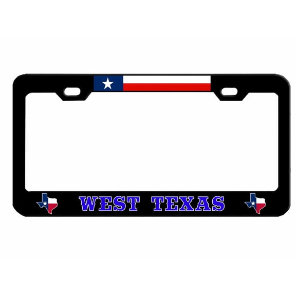 WEST Texas Texas Style Heavy Duty Metal License Plate Frame Personalised/Car Accessories Car Tag Holder Cover ((Black/line Blue)