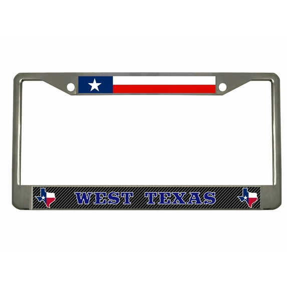 WEST Texas Texas Style Heavy Duty Metal License Plate Frame Personalised/Car Accessories Car Tag Holder Cover ((Chrome/Carbon/Blue)