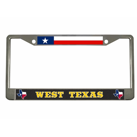 WEST Texas Texas Style Heavy Duty Metal License Plate Frame Personalised/Car Accessories Car Tag Holder Cover ((Chrome/Carbon/Yellow)
