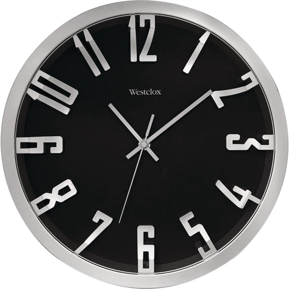 Westclox 12" Round Wall Clock 32913 3D Number Style - Analog Quartz - Silver