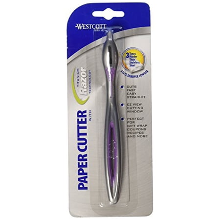 WESTCOTT Handheld Titanium Razor Paper Cutter with EZ View Cutting Window