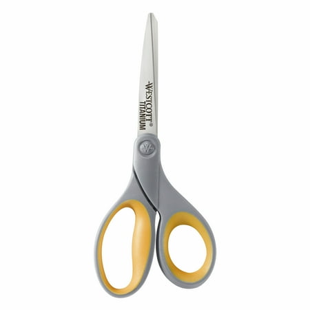 Westcott - Straight Titanium Bonded 7" Scissors, Pointed Tip, (13526) - Gray/Yellow