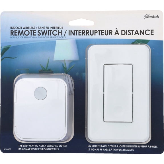 Westek Indoor Wireless Wall Outlet Switch With Remote - Remote Controlled - White