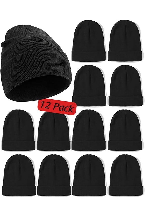12 Pack Beanies for Men and Women - Unisex Knitted Warm Solid Color Multi-Packs