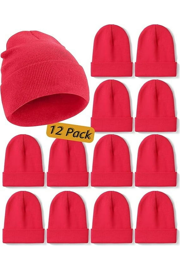 12 Pack Beanies for Men and Women - Unisex Knitted Warm Solid Color Multi-Packs