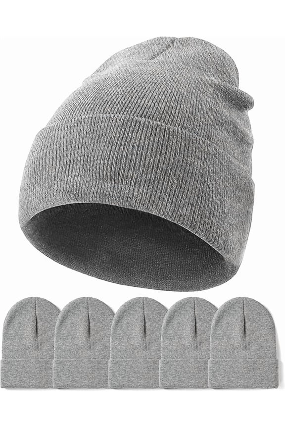 6 Pack Beanies for Men and Women - Unisex Knitted Warm Solid Color Multi-Packs