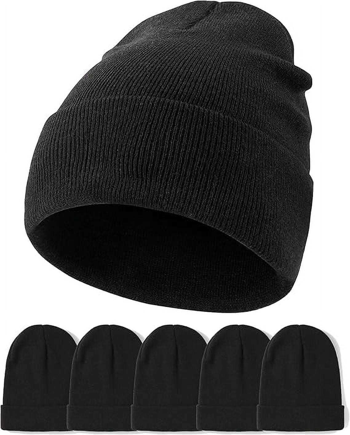 NPJY Unisex Winter Beanie, 2-Pack - Knit Hat, Black & Light Purple, One Size Fits All - View #5