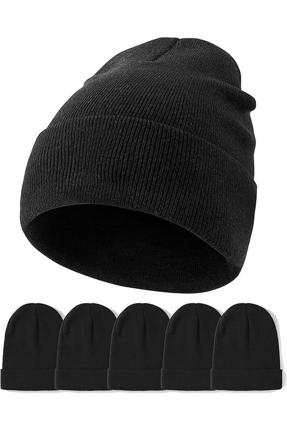 6 Pack Beanies for Men and Women - Unisex Knitted Warm Solid Color Multi-Packs