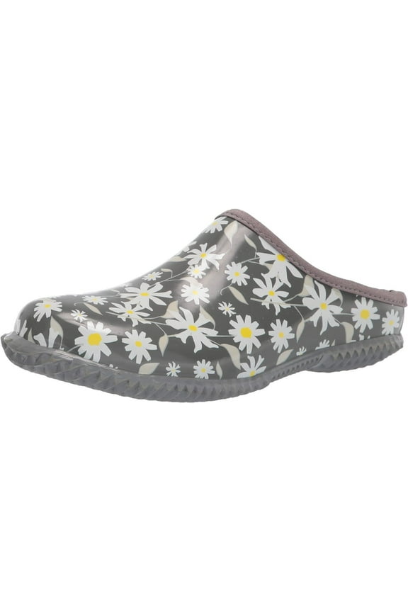 WOMEN'S GARDEN CLOGS SLIP ON WATERPROOF RUBBER  SHOES sz 11 SLATE LOVELY DAISY