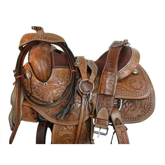 WESTERN SADDLE BARREL RACING HORSE TRAIL PLEASURE RODEO COWBOY TACK SET 15 16 17 18 | SOLID WOOD TREE