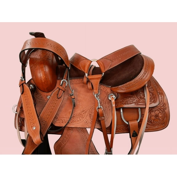 WESTERN SADDLE BARREL RACING PLEASURE HORSE TRAIL TACK SET 12'' TO 18" INCH