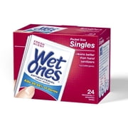 WET ONES Towelettes Antibacterial Hand and Face Wipes 24-Count (Pack of 6) Individually Wrapped