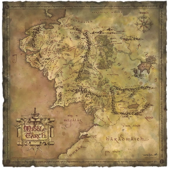 WETA Workshop Prop Replica - Lord of the Rings Trilogy - Parchment Map of Middle-Earth