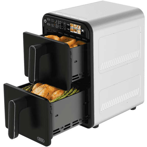11.6 QT 2-Baskets Air Fryer, 6-in-1 Presets & Digital Touchscreen, Sync & Match, Dishwasher Safe & Space Saving