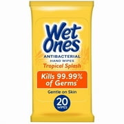 Wet Ones Antibacterial Hand Wipes Travel Pack, Tropical Splash Citrus Scent, 20 Count