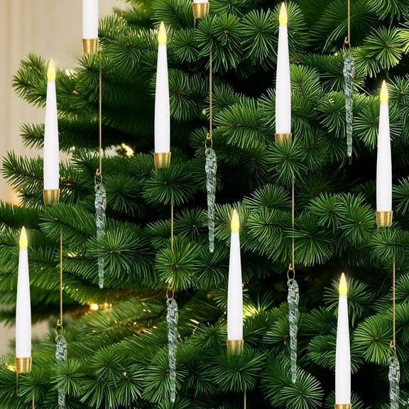 WETRBWEH 12 Pcs Christmas Tree Flameless Candles with Remote, Battery Operated LED Candles Flickering Lights for Christmas Tree Home Party Decor