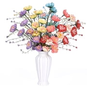 WETRBWEH 6 Pcs Artificial Azalea Bouquet, Colorful Faux Silk Flowers for Home Wedding Party Decor