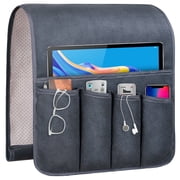 WETRBWEH Sofa Armrest Organizer with 6 Pockets, Non-Slip Couch Arm Caddy for Phone, Remote, Magazines, Recliner & Bedside Storage Grey,35 x 12.4