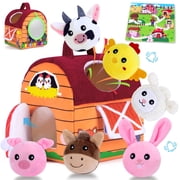 WETRBWEH Baby Toys 6-12 Months,Barn with Stuffed Farm Animals,Montessori Toy for Babies,Sensory Toys for Toddlers 1 -3 Years Old Boys and Girls.