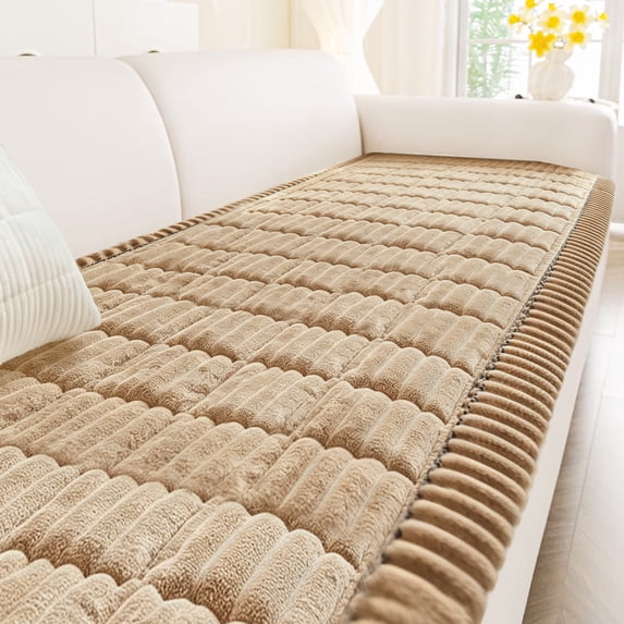 WETRBWEH Couch Cover for Dogs Washable, Soft Thick Couch Covers for Pets, Non Slip Fuzzy Pet Couch Covers for Sofa, 27"x83", Milk Coffee