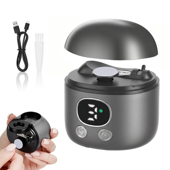 WETRBWEH Electric Nail Clipper, 2-in-1 Automatic Nail Cutter with LED Light & 2.5X Magnifier, Safe Painless Low Noise for Seniors & Adults, Gray