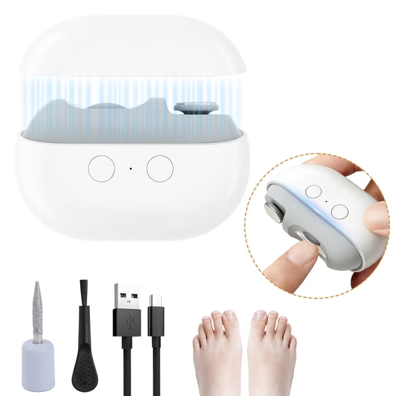 WETRBWEH Electric Nail Clippers for Seniors, 3-in-1 Automatic Nail Trimmer with LED Light, Type-C Rechargeable Safe Painless for Adults, White