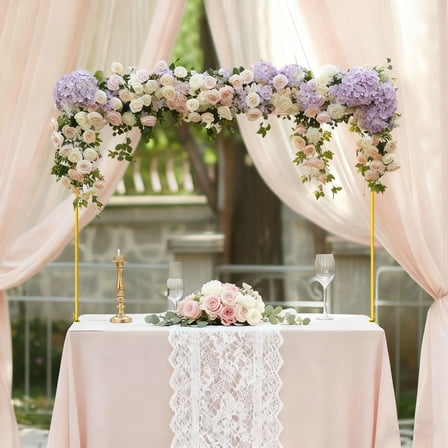 WETRBWEH Adjustable Gold Table Arch Stand for Wedding Decoration, 34"-102" Over The Table Rod Stand for Birthday Party, Bridal Shower & Event Decor