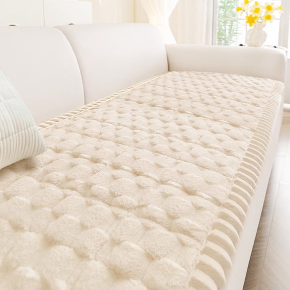 WETRBWEH Pet Couch Covers for Dogs,Washable Sofa Slipcovers Soft Thick, Non Slip Sofa Pad Blanket, Couch Protector from Pets, 27"x83", Beige