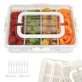 thumbnail image 1 of WETRBWEH Snack Box Container, 4 Compartments Divided Serving Tray with Lid and Handle (8 Forks, 2 Spoon), 1 of 7