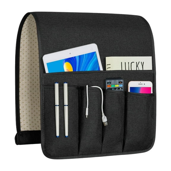 WETRBWEH Sofa Armrest Organizer, Non-Slip Arm Chair Hanging Couch Caddy Remote Holder Organizer with 5 Pockets for Cell Phone Remote Control Magazine