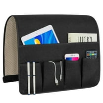 WETRBWEH Sofa Armrest Organizer,Non-Slip Arm Chair Hanging Couch Caddy for Cell Phone TV Remote Control Magazines (Black, 35"x18")