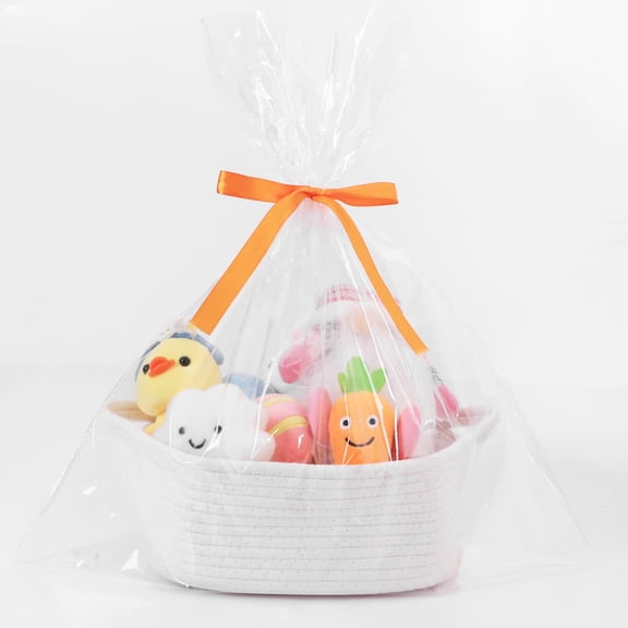 WETRBWEH Cotton Rope Woven Basket,Cute Woven Storage Basket with Ornamental Pendant,Small Basket with Handle for Shelves, Closets and Gift Organizing