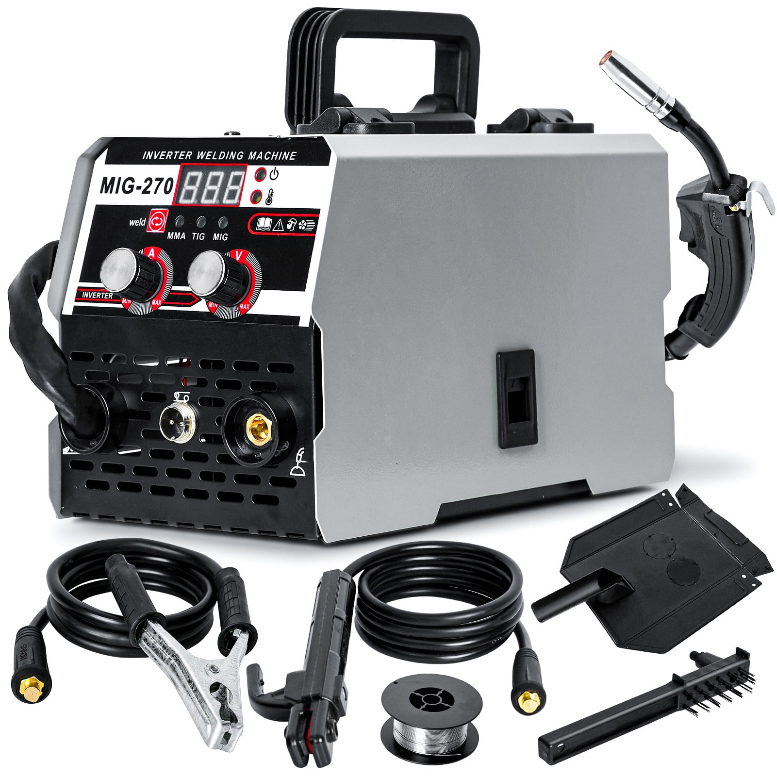 WETS 140A MIG Welder with Inverter, 110V 3 in 1 Multi-Process Welding Machine Gasless Flux Core Welder MIG/ARC/Lift TIG, Silver