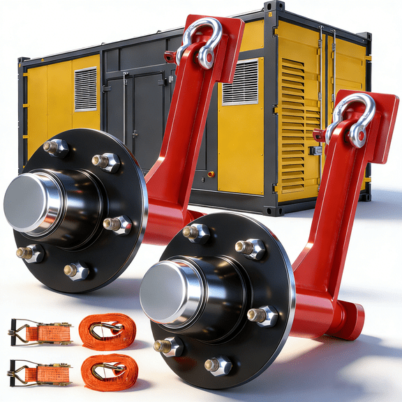 WETS 2 Pack Heavy-Duty 6-Lug Shipping Marine Container Wheels Kit, Container Axles with Ratchet Tie Down, Fits 20ft-40ft Containers, Universal Shipping Container Accessories